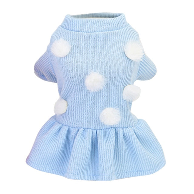 Pompom Sweater Dog Dress