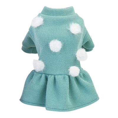 Pompom Sweater Dog Dress