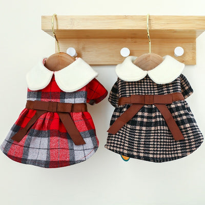 Classy Wool Plaid Pet Dress