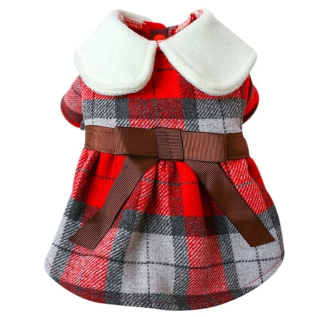 Classy Wool Plaid Pet Dress